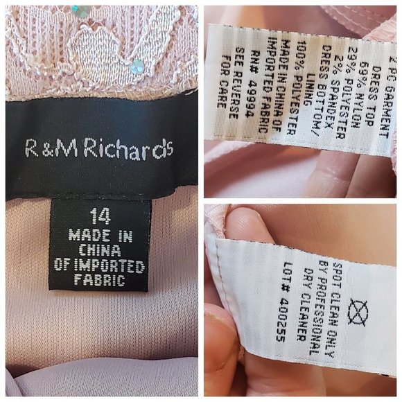 R & M Richards Sz 14 Pink Mother Of Bride Formal Tiered Dress Set Lace Jacket - Picture 10 of 11